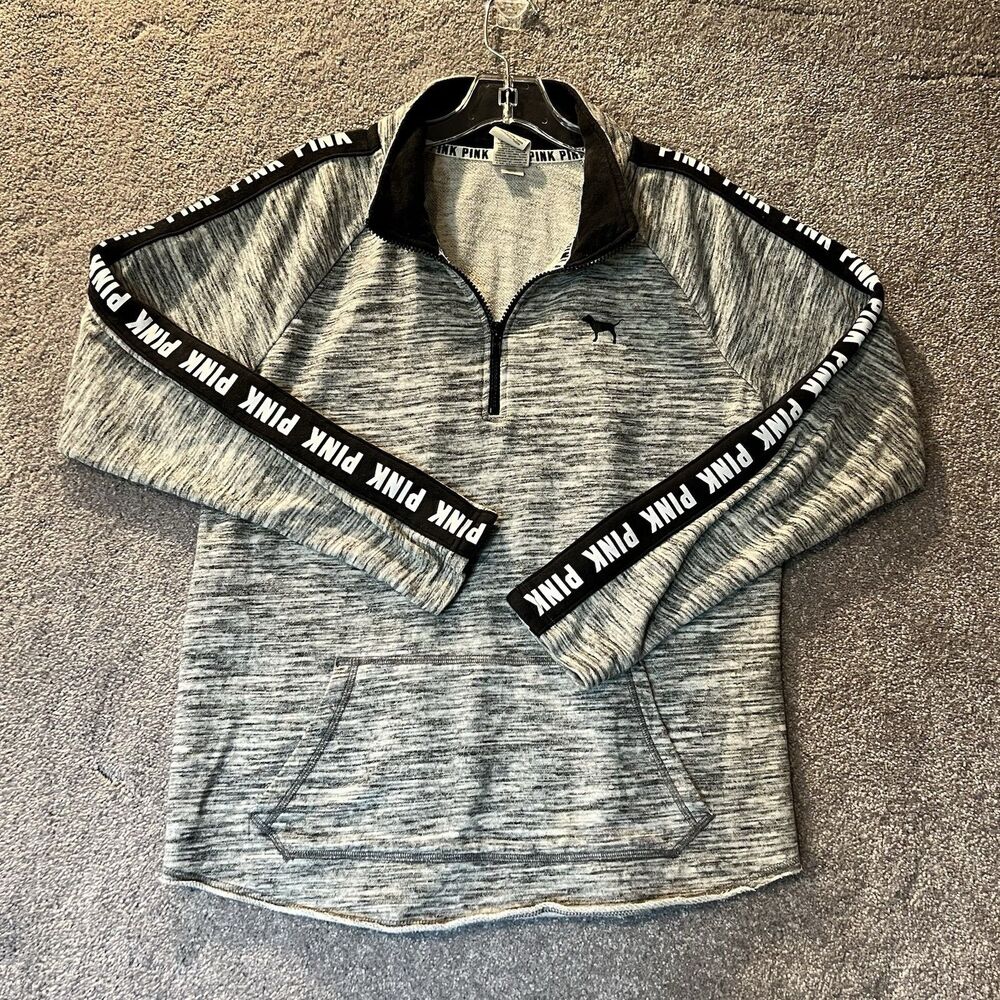 Victoria Secret PINK Pullover Sweatshirt Womens Medium Gray Space Dye Quarter